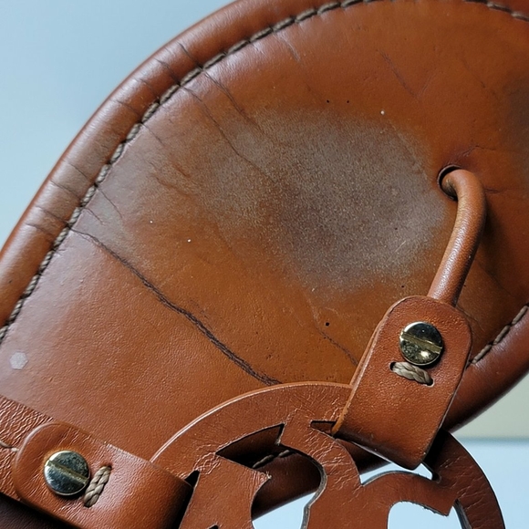 TORY BURCH MILLER SANDAL FLIP FLOPS BROWN LEATHER SIZE 9 - Picture 3 of 11